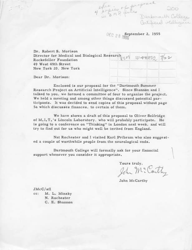 The document in which the words "Artificial Intelligence" were written for the first time